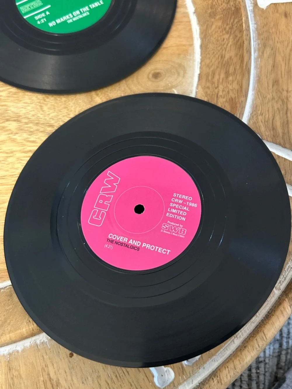 Mini Record Coaster Set NEW protect the Surface, Rest on Me “song” titles